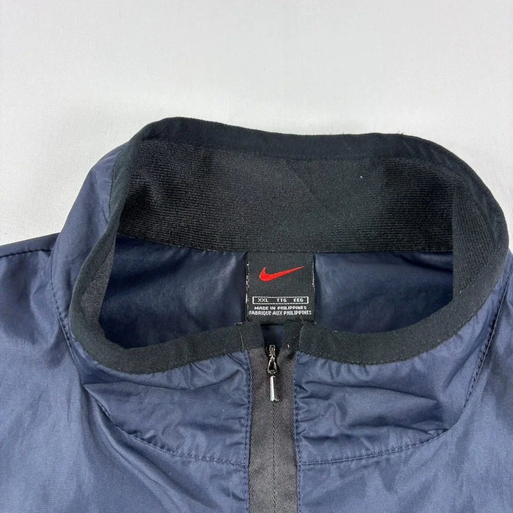 Vintage 90s Nike Jacket Mens 2XL Blue 1/4 Zip Windbreaker Pullover Spell Out